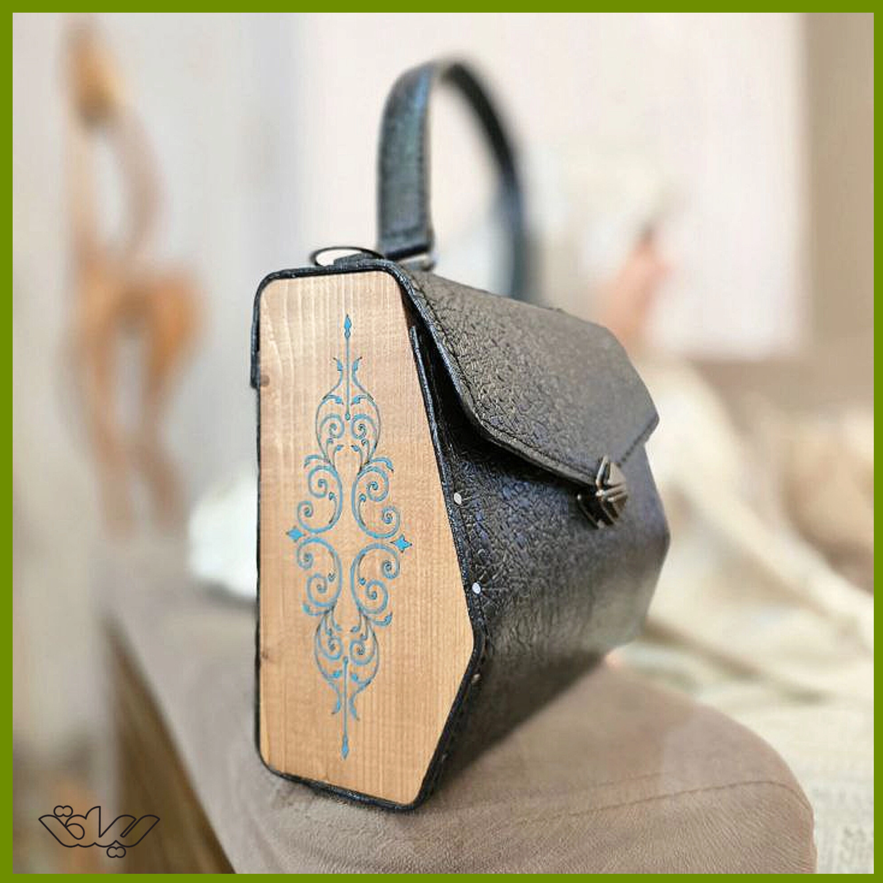 کیف زنانه چوب و چرم طبیعی سیلقا(طرح خاتون)